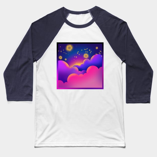 Simple Starry Sunset Baseball T-Shirt by JenelleArt